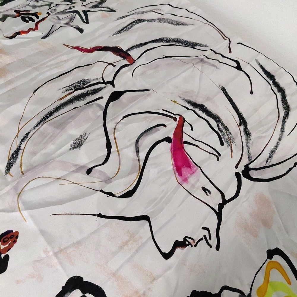 2019 Talbot Breast Cancer Gladys Perint Palmer Silk Scarf RARE Silk Modern Art - Picture 5 of 10